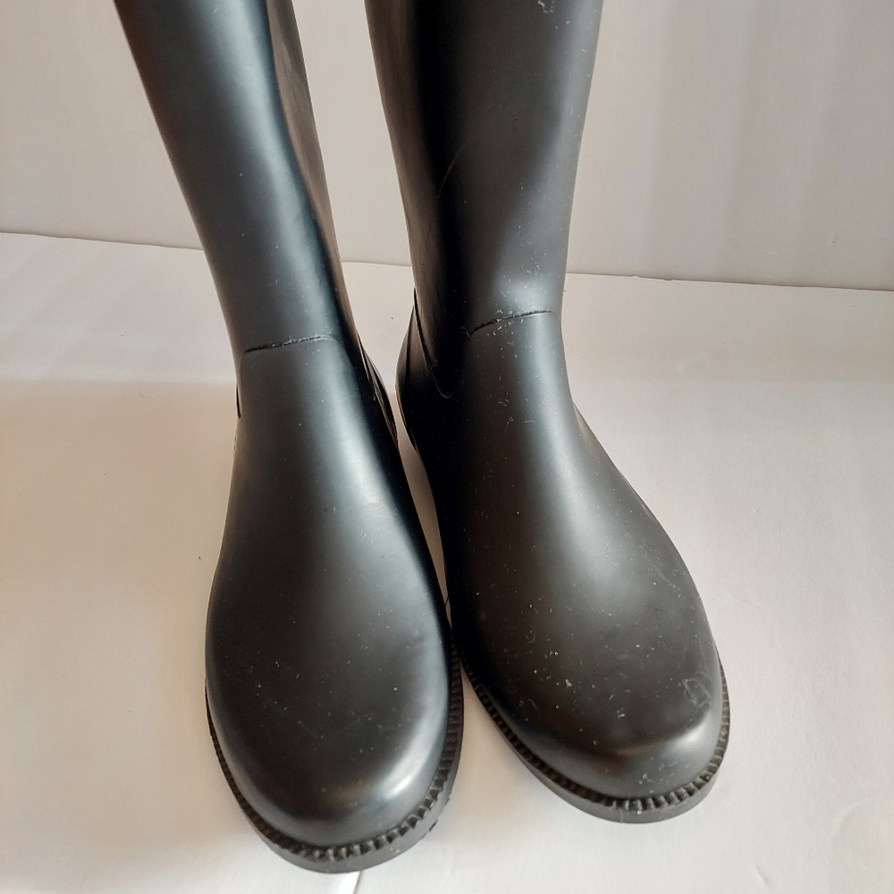 EUC Tommy Hilfiger Women's Coree Rain Boots Rubber Red Knit Fabric lined Size9 - Picture 4 of 10